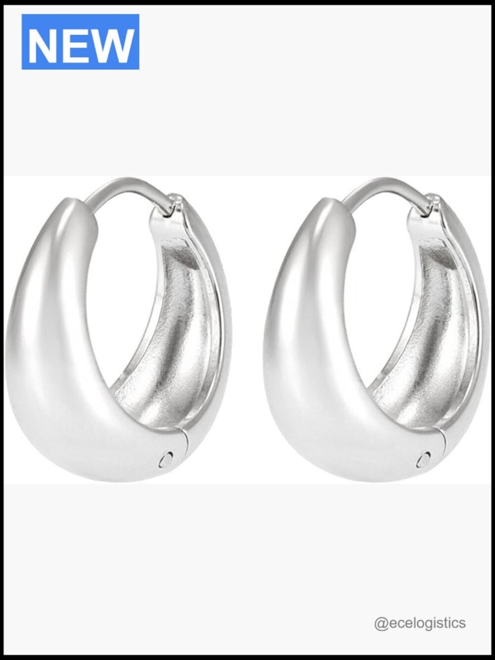 Chunky Huggie Hoop Earrings Stainless Steel Lightweight Stackable Jewelry